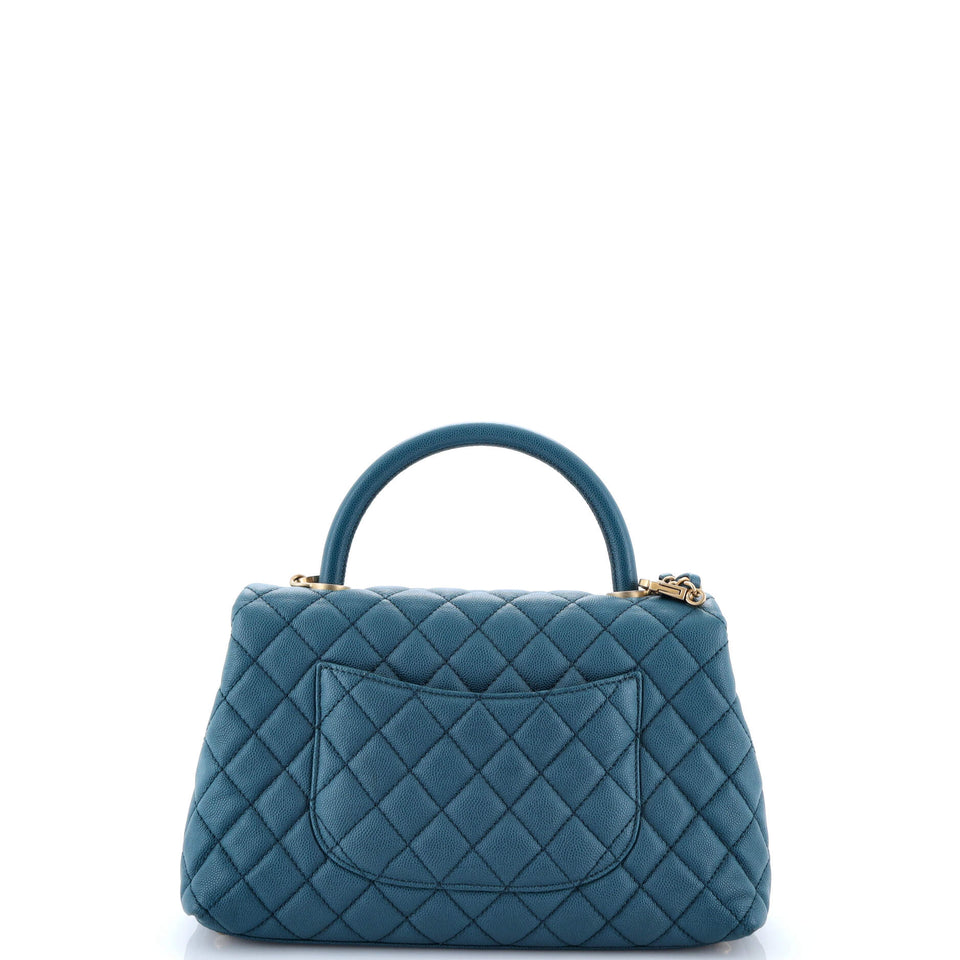 Coco Top Handle Bag Quilted Caviar Small