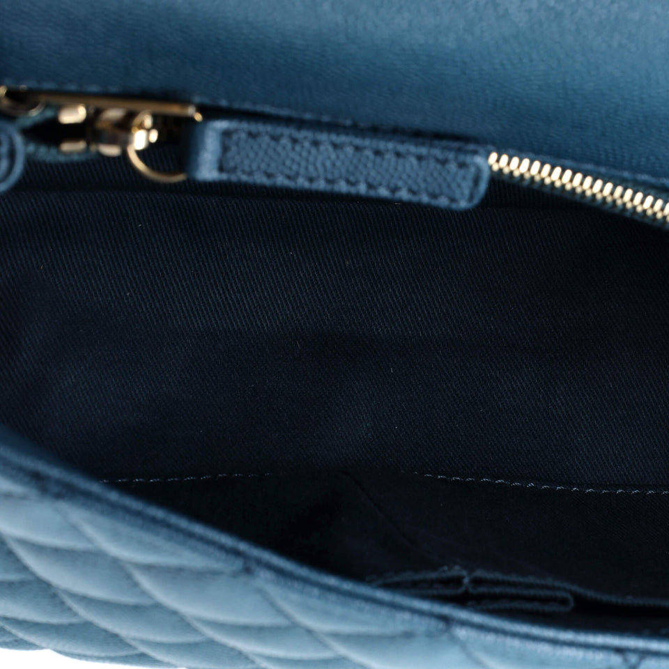 Coco Top Handle Bag Quilted Caviar Small