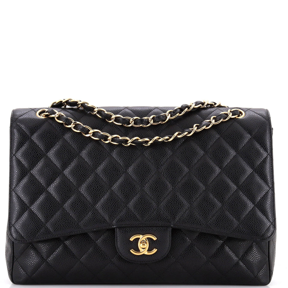 Classic Single Flap Bag Quilted Caviar Maxi