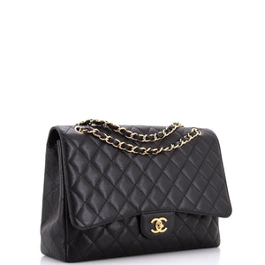 Classic Single Flap Bag Quilted Caviar Maxi