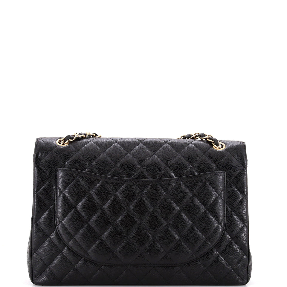 Classic Single Flap Bag Quilted Caviar Maxi