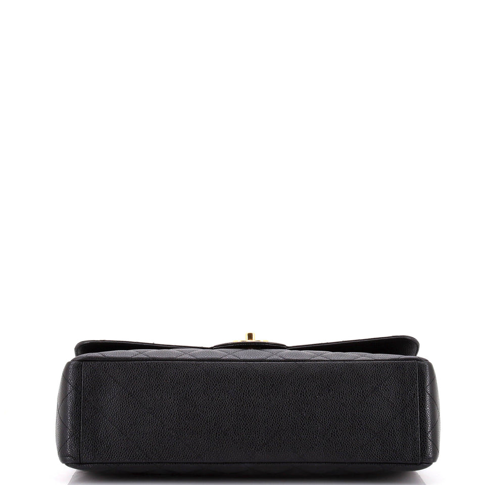 Classic Single Flap Bag Quilted Caviar Maxi