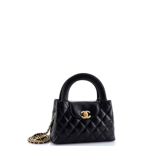 Kelly Top Handle Shopping Bag Quilted Shiny Aged Calfskin Mini
