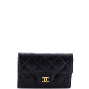 Classic Flap Card Case Quilted Caviar