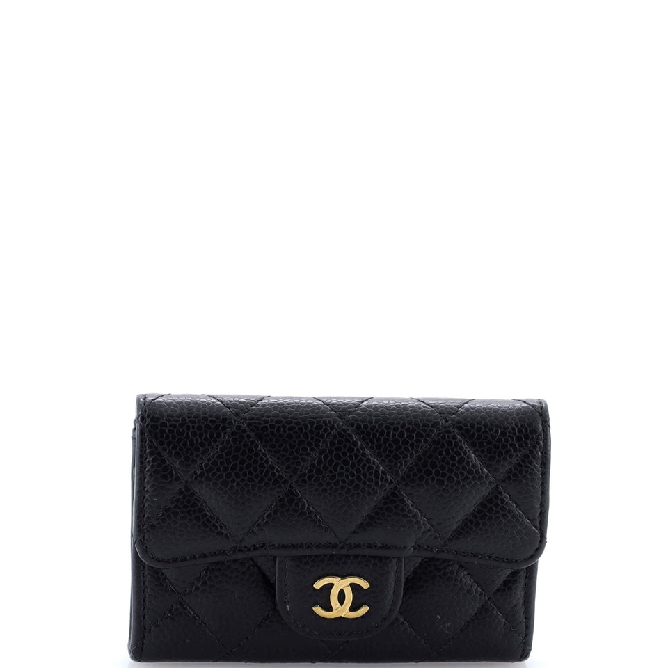 Classic Flap Card Case Quilted Caviar