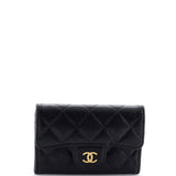 Classic Flap Card Case Quilted Caviar