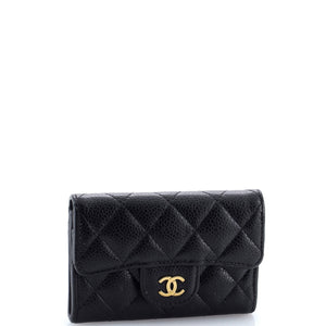 Classic Flap Card Case Quilted Caviar