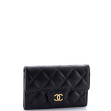 Classic Flap Card Case Quilted Caviar