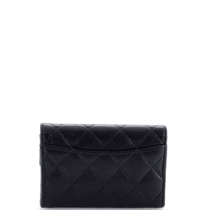 Classic Flap Card Case Quilted Caviar