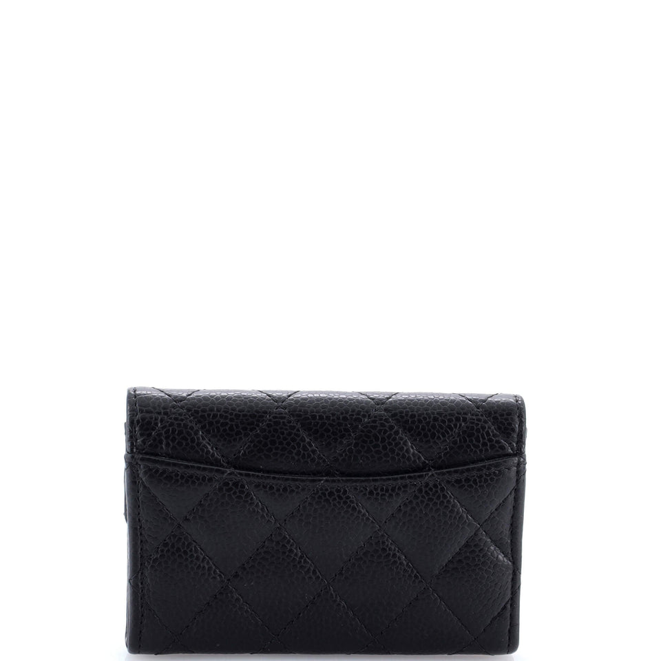 Classic Flap Card Case Quilted Caviar