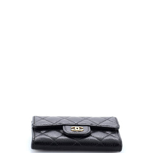 Classic Flap Card Case Quilted Caviar