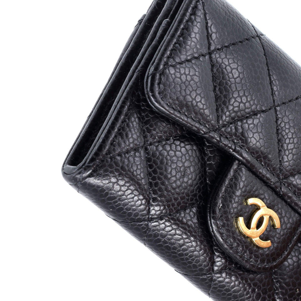 Classic Flap Card Case Quilted Caviar