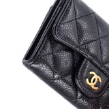 Classic Flap Card Case Quilted Caviar