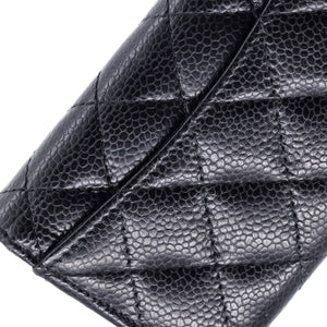 Classic Flap Card Case Quilted Caviar