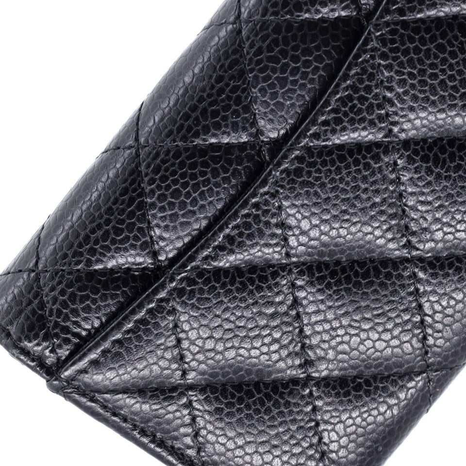 Classic Flap Card Case Quilted Caviar
