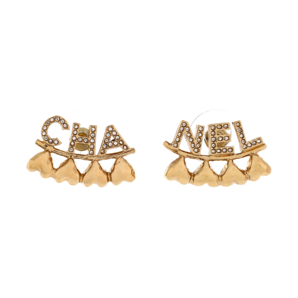 CHA-NEL Stud Earrings Metal with Crystals