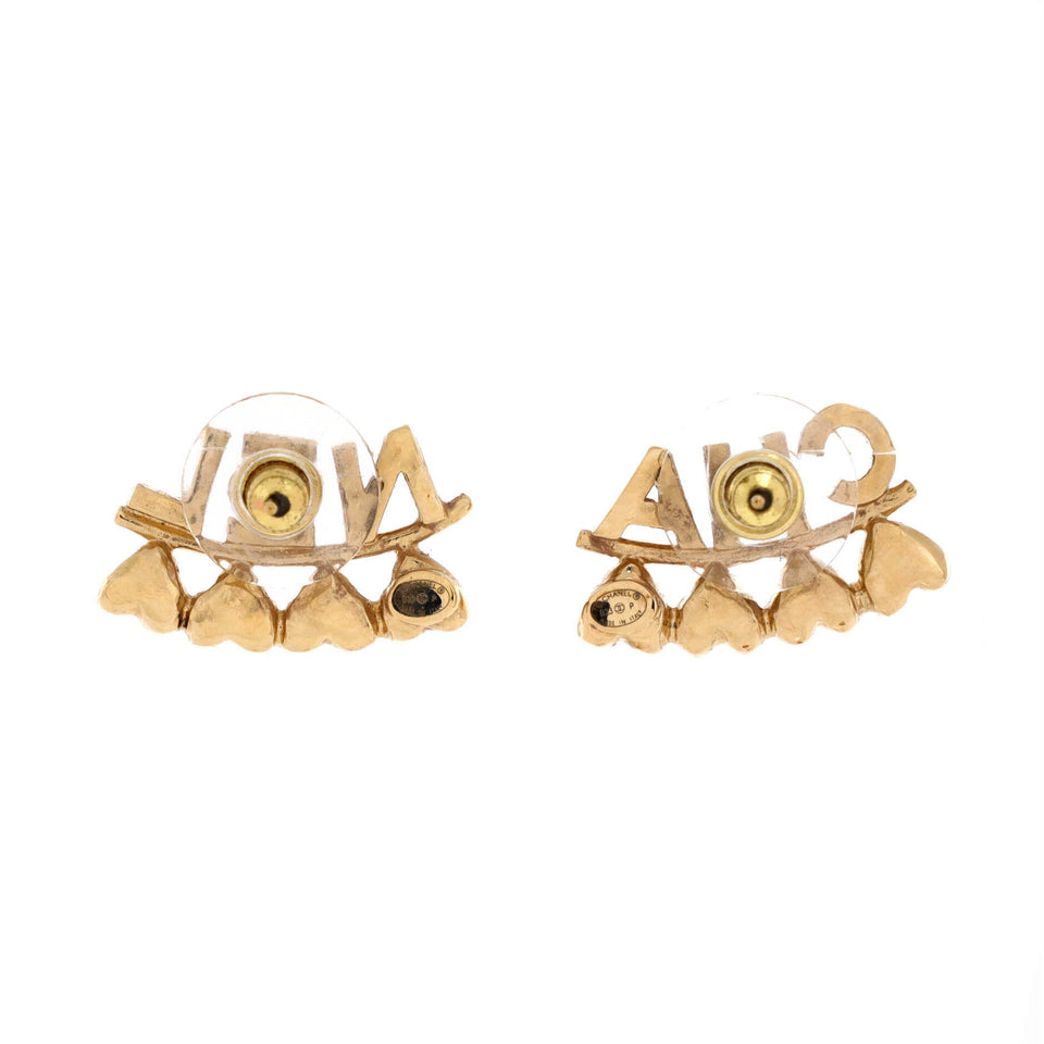 CHA-NEL Stud Earrings Metal with Crystals