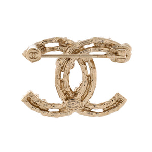 Camellia on CC Brooch Metal with Crystals