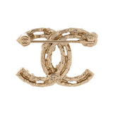 Camellia on CC Brooch Metal with Crystals