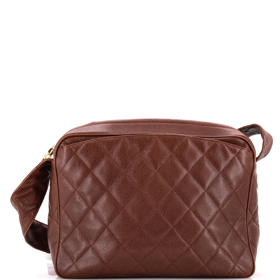 Vintage Diamond CC Shoulder Bag Quilted Caviar Large