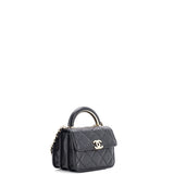 Charming Handle Flap Clutch with Chain Quilted Lambskin Mini
