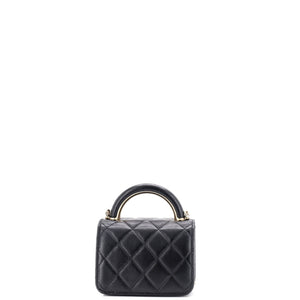 Charming Handle Flap Clutch with Chain Quilted Lambskin Mini