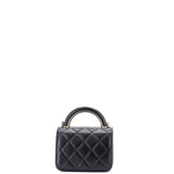 Charming Handle Flap Clutch with Chain Quilted Lambskin Mini
