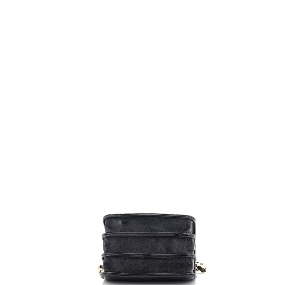 Charming Handle Flap Clutch with Chain Quilted Lambskin Mini