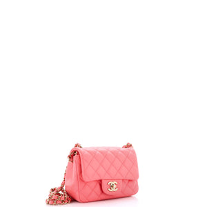 Square Classic Single Flap Bag Quilted Lambskin Mini