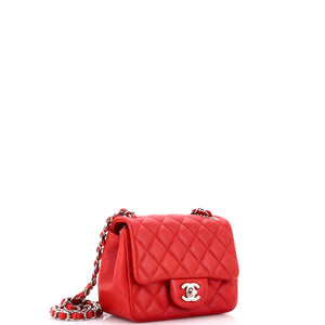 Square Classic Single Flap Bag Quilted Lambskin Mini