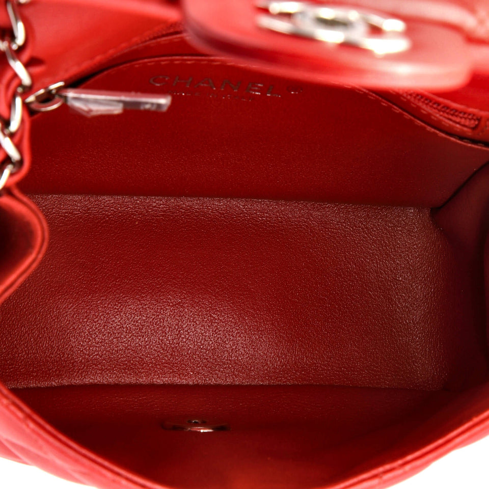 Square Classic Single Flap Bag Quilted Lambskin Mini