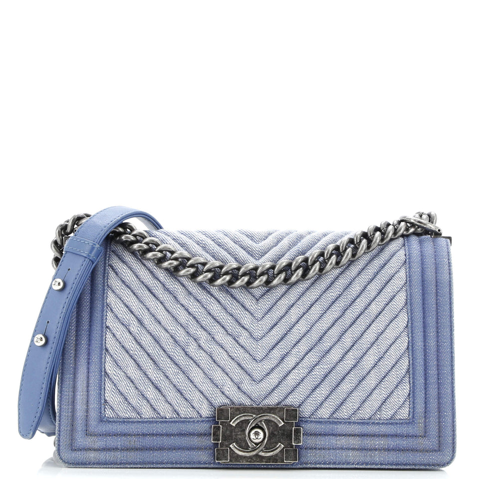 Boy Flap Bag Chevron Denim Old Medium