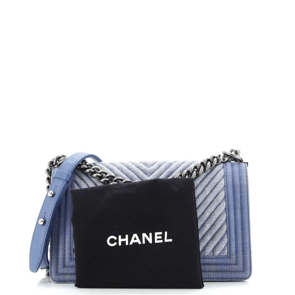 Boy Flap Bag Chevron Denim Old Medium