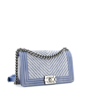 Boy Flap Bag Chevron Denim Old Medium