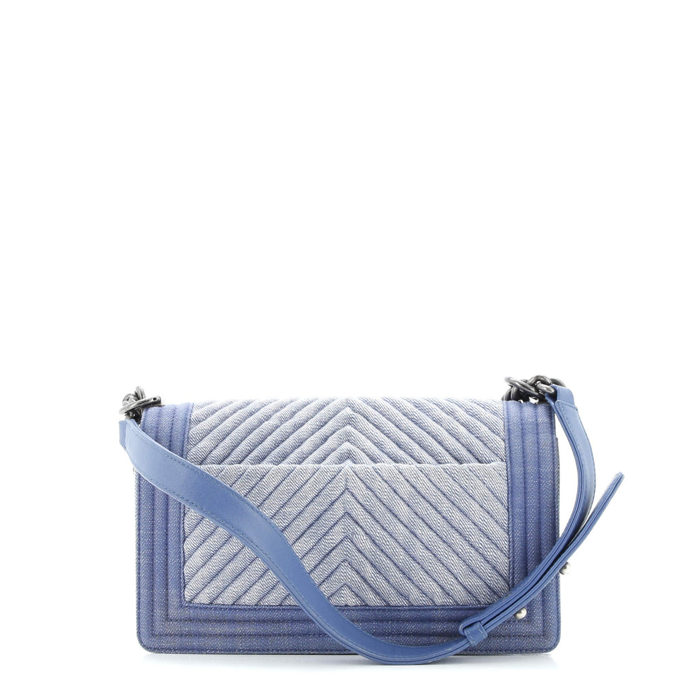 Boy Flap Bag Chevron Denim Old Medium