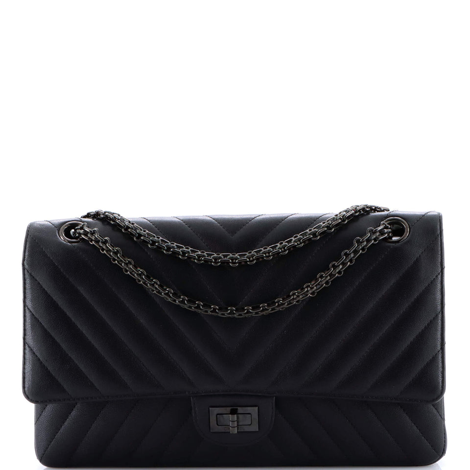 So Black Reissue 2.55 Flap Bag Chevron Sheepskin 226
