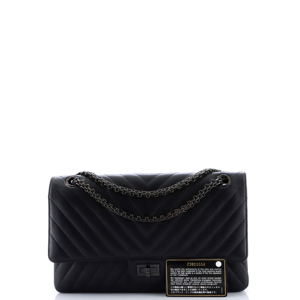 So Black Reissue 2.55 Flap Bag Chevron Sheepskin 226
