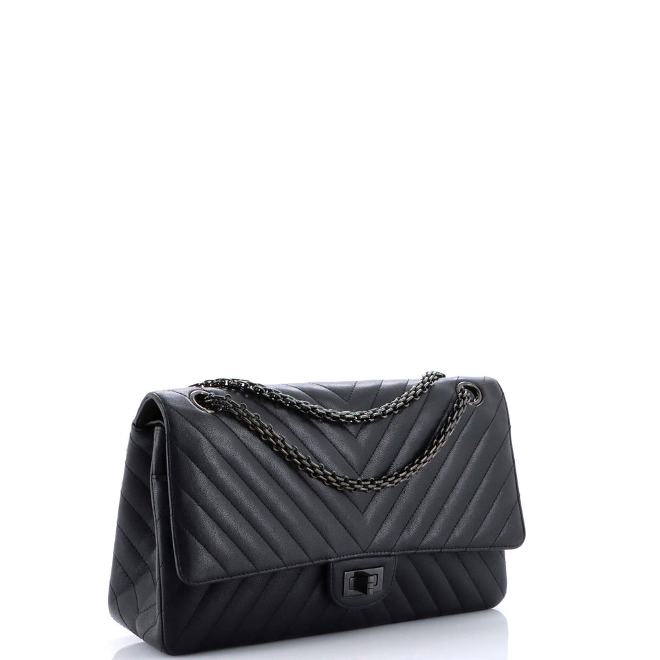 So Black Reissue 2.55 Flap Bag Chevron Sheepskin 226