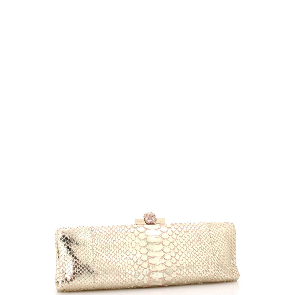 Frame Clutch Python with Crystals Medium