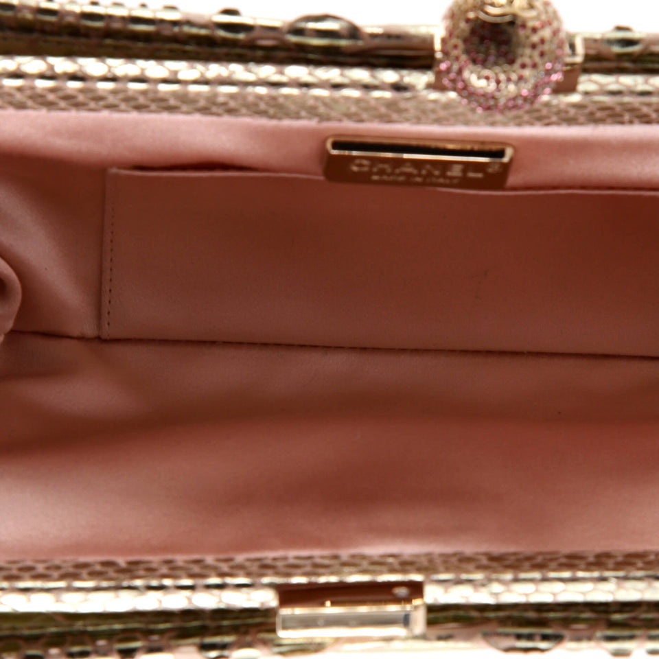 Frame Clutch Python with Crystals Medium