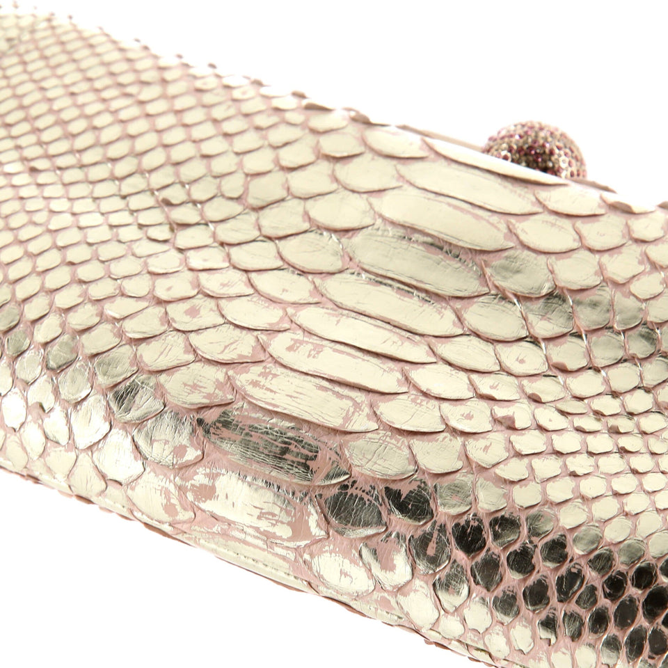 Frame Clutch Python with Crystals Medium