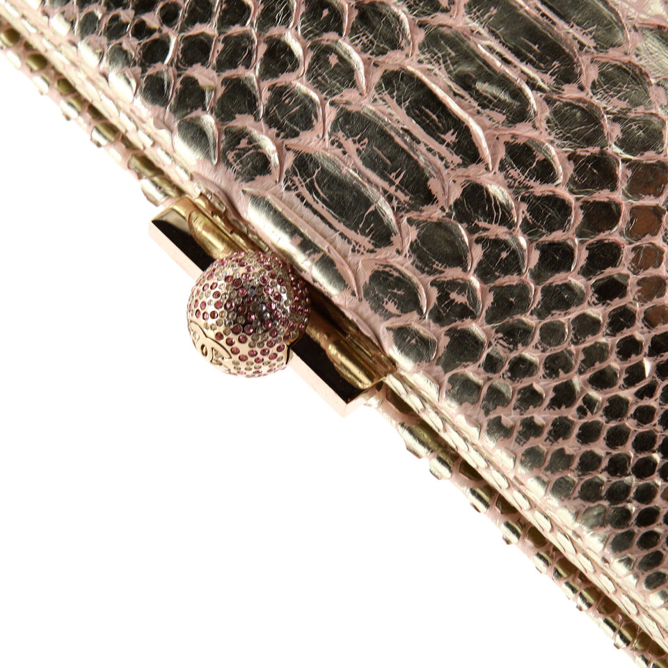 Frame Clutch Python with Crystals Medium