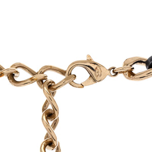 Woven Chain CC Pendant Chunky Choker Necklace Metal and Leather