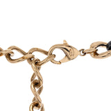Woven Chain CC Pendant Chunky Choker Necklace Metal and Leather