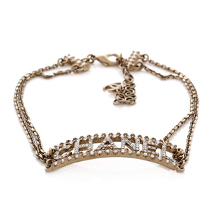 Logo Letters Plate Double Chain Choker Necklace Metal with Crystals