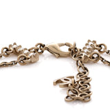 Logo Letters Plate Double Chain Choker Necklace Metal with Crystals