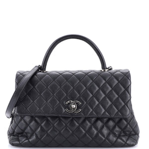 Coco Top Handle Bag Quilted Caviar Medium