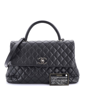 Coco Top Handle Bag Quilted Caviar Medium