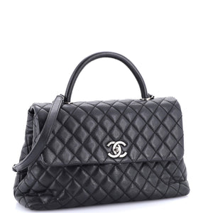 Coco Top Handle Bag Quilted Caviar Medium