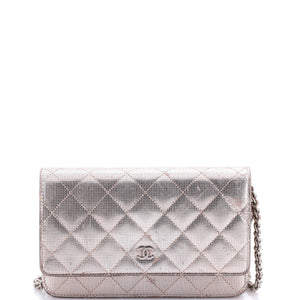 Wallet on Chain Pixel Effect Quilted Calfskin